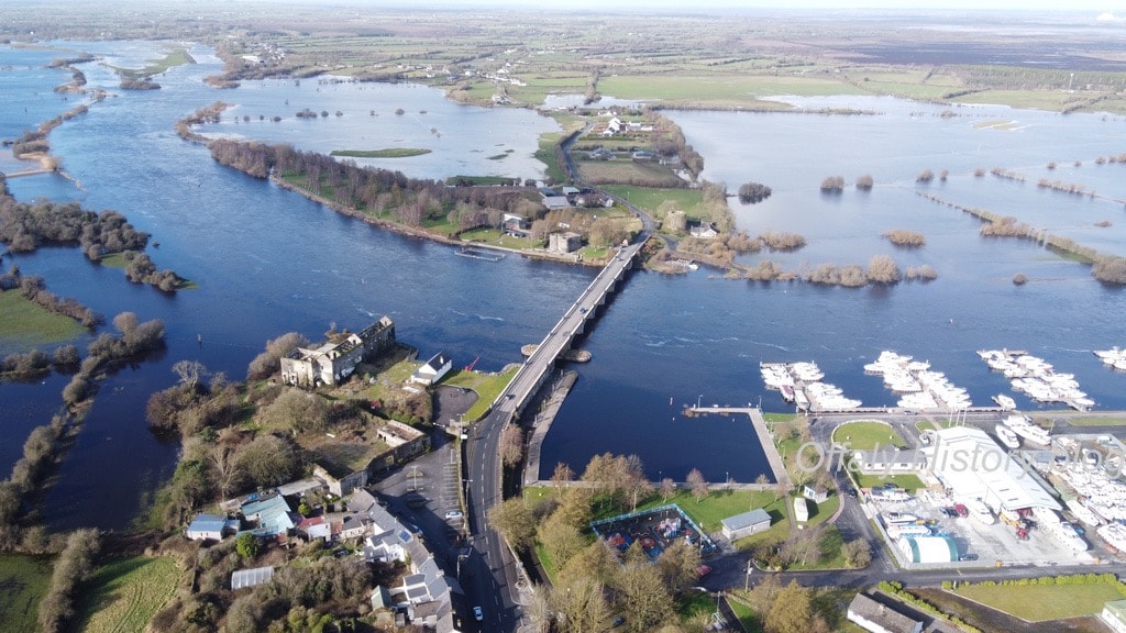 Aerial view of the River Shannon near Banagher